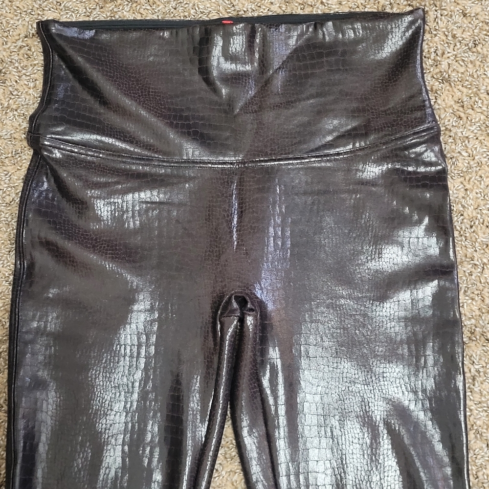 Spanx Python Print Leggings Chocolate Brown Sz La… - image 7